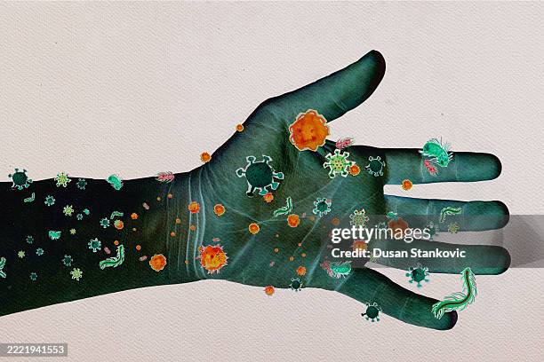 touch and infection - disinfection stock illustrations