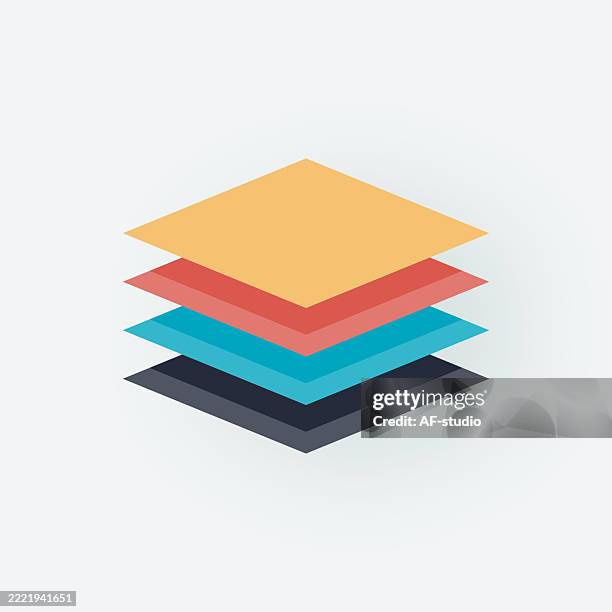 flaches symbol der schichten – symbol für struktur und tiefe - digital composite stock-grafiken, -clipart, -cartoons und -symbole