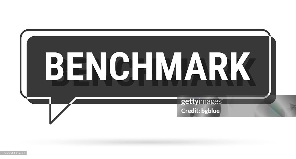 Benchmark - 3D black speech bubble on white background