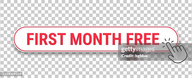 First Month Free - 3D click web button with hand cursor on blank background First Month Free - 3D click web button with hand cursor on blank background