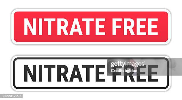 Nitrate Free Red And Black Labels On White Background High-Res Vector ...