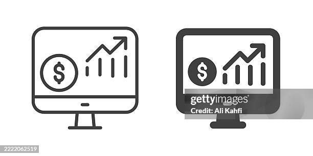 finance statistic thin line and glyph solid icon. editable stroke and perfect pixel isolated on transparent background - hand holding iphone transparent background stock illustrations