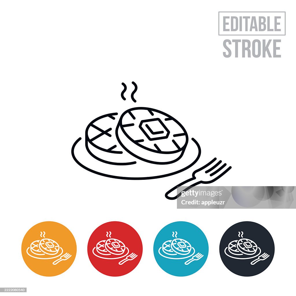 Waffle Breakfast Thin Line Icon - Editable Stroke