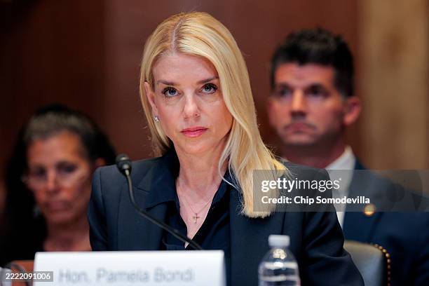 Attorney General Pam Bondi testifies before the Senate Appropriations Committee Subcommittee on Commerce, Justice, Science, and Related Agencies in...