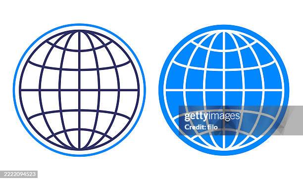 globe earth planet blue wireframe design element symbol icon - latitude stock illustrations