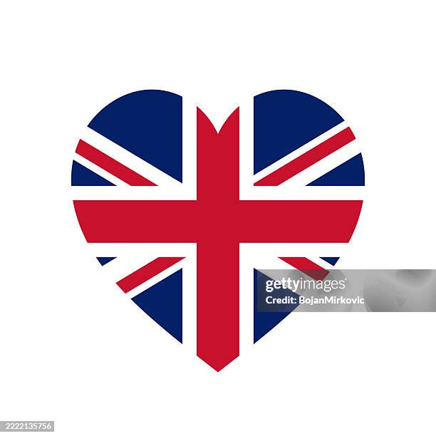 united kingdom heart flag. great britain flag. union jack. vector - england flag stock illustrations