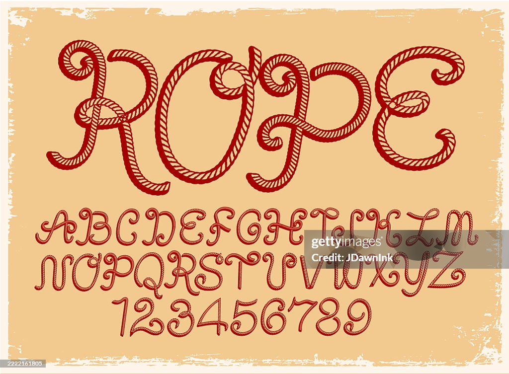 Country Rope Font Cowboy Rope Font Design Alphabet Includes Capital Letters And Numbers ...