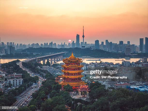 drone photo of wuhan's scenic spots and cityscape - china stock pictures, royalty-free photos & images