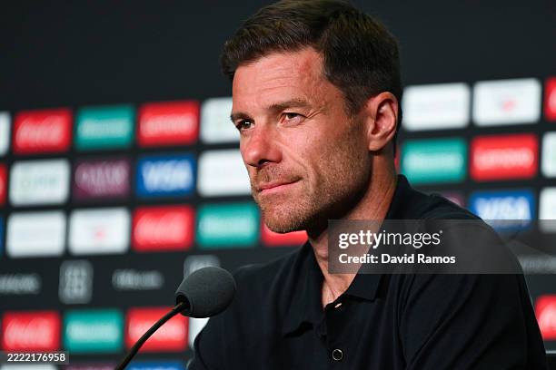 Head coach Xabi Alonso of Real Madrid CF faces the media during a press Conference ahead of their FIFA Club World Cup 2025 match against FC Salzburg...