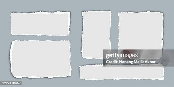 stockillustraties, clipart, cartoons en iconen met white and gray paper torn set - krantenkop