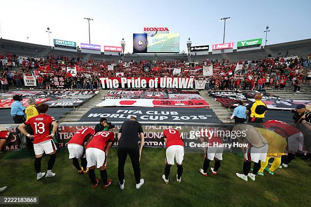 Players of Urawa Red Diamonds acknowledge their fans following the FIFA Club World Cup 2025 group E match between Urawa Red Diamonds and CF Monterrey...