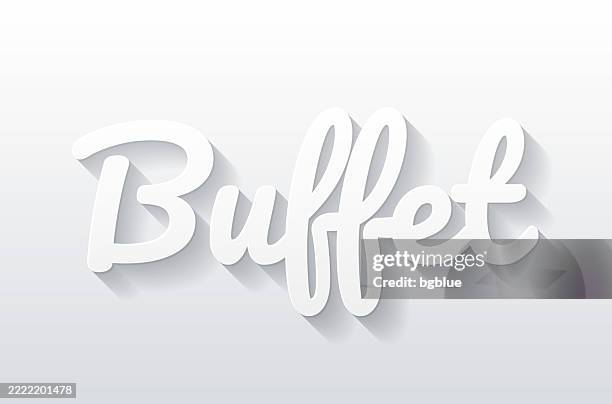 buffet - flat design with paper cut effect on blank background - buffet stock illustrations