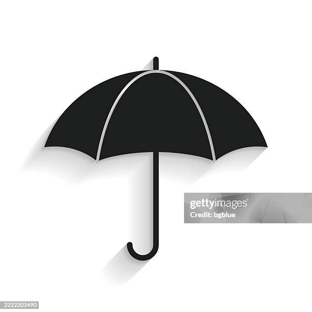 umbrella. icon with long shadow on white background - umbrella isolated stock illustrations