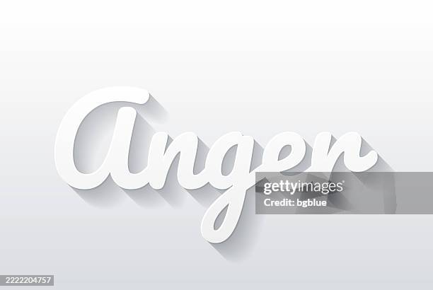 anger - flat design with paper cut effect on blank background - hate single word stock illustrations