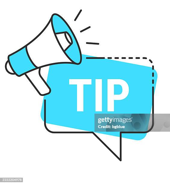 tip - speech bubble and megaphone on white background - megaphone icon stock illustrations