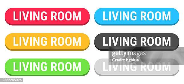 living room - colorful 3d click web buttons on blank background - 3d home button stock illustrations