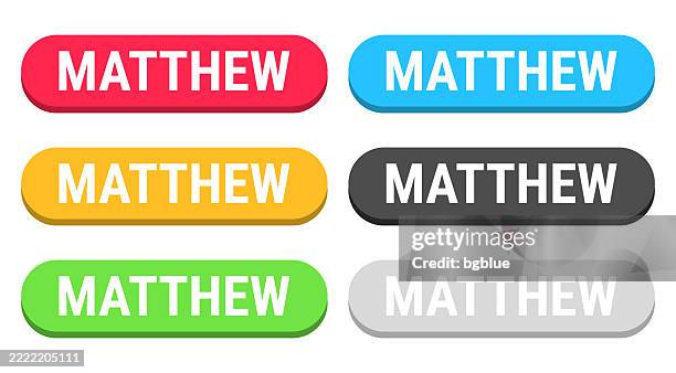 Matthew Male Name Colorful 3d Click Web Buttons On Blank Background ...