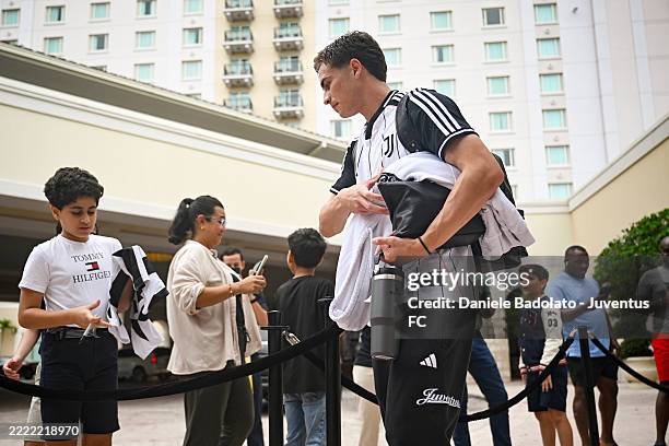 Kenan Yildiz of Juventus during the team travel to Miami on June 30, 2025 in Orlando, United States.