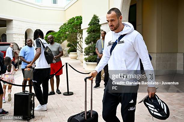 Federico Gatti of Juventus during the team travel to Miami on June 30, 2025 in Orlando, United States.