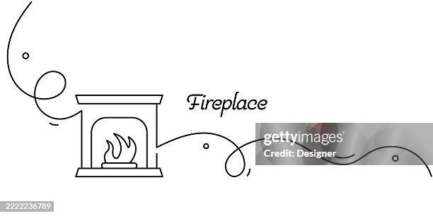 ilustrações de stock, clip art, desenhos animados e ícones de one continuous line drawing of fireplace icon. single line vector illustration - fogueira