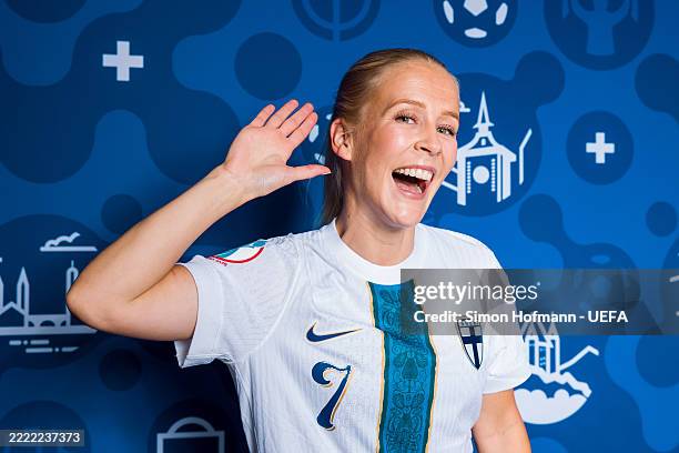 Adelina Engman of Finland poses for a portrait during the Official UEFA Women's EURO 2025 Portrait Session on June 24, 2025 in Wolvega, Netherlands.