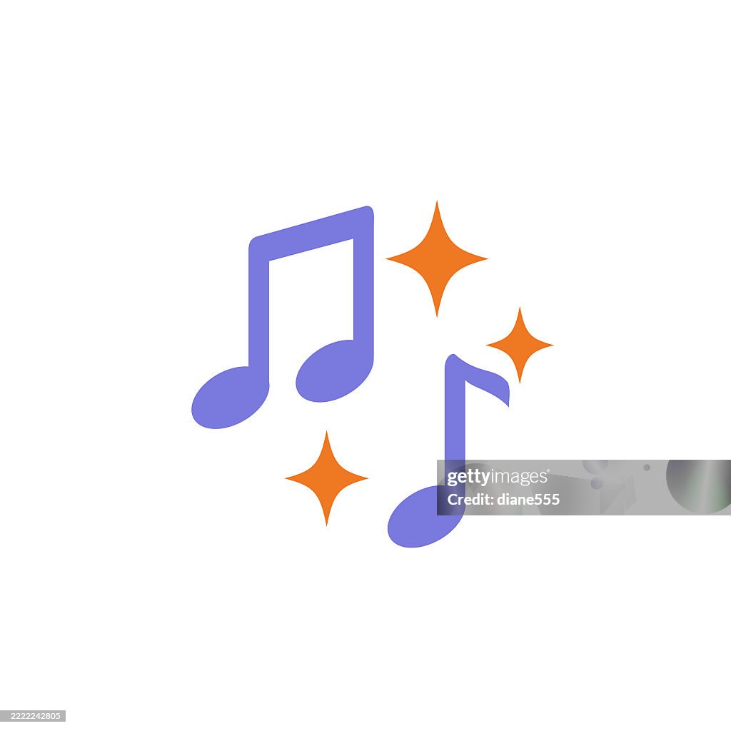 Cute Party Icon In Bright Colors: Music Notes