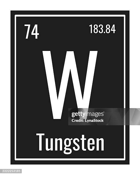 tungsten symbol. chemical element of the periodic table. vector illustration isolated on white background. glass sign. - tungsten element stock illustrations