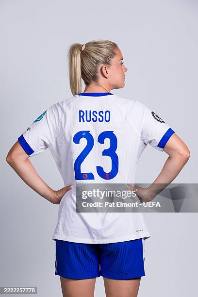 Alessia Russo of England poses for a portrait during the Official UEFA Women's EURO 2025 Portrait Session on June 24, 2025 in London, England.