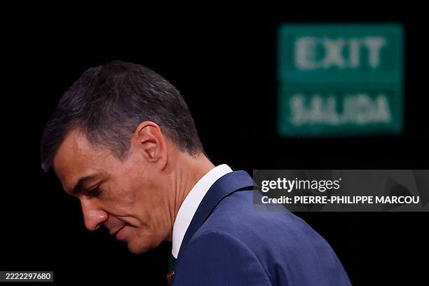 Spanish Prime Minister Pedro Sanchez takes part in the round table "Revitalizing international development cooperation" held in the framework of the...
