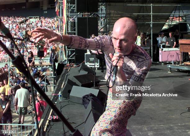 Singer Michael Stipe performing at the 1998 Tibet Freedom Concert at RFK Stadium in Washington DC.