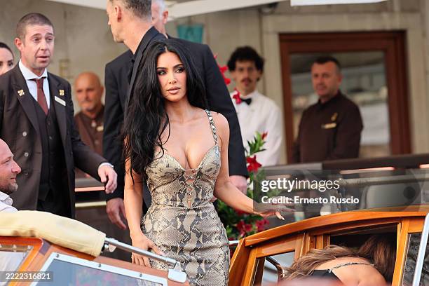 Kim Kardashian is sighting ahead of Jeff Bezos and Lauren Sanchez Wedding at Hotel Gritti on June 26, 2025 in Venice, Italy.