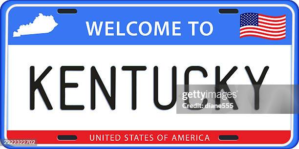 kentucky license plate with map & flag - kentucky stock illustrations