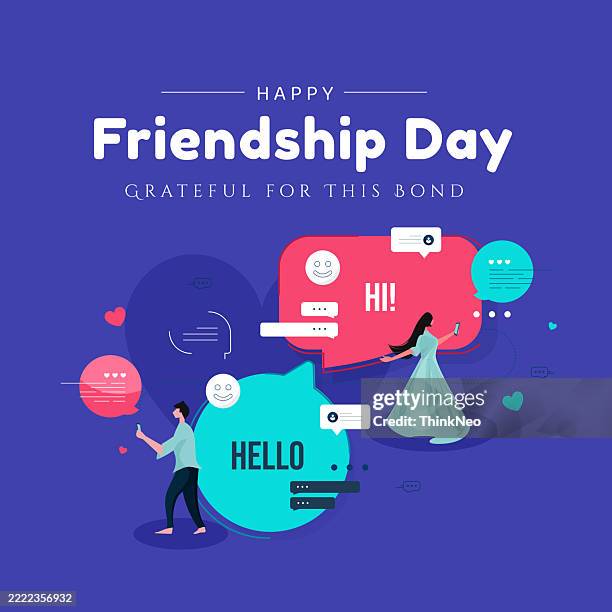 celebrating international friendship day concept - meet new friends stock illustrations