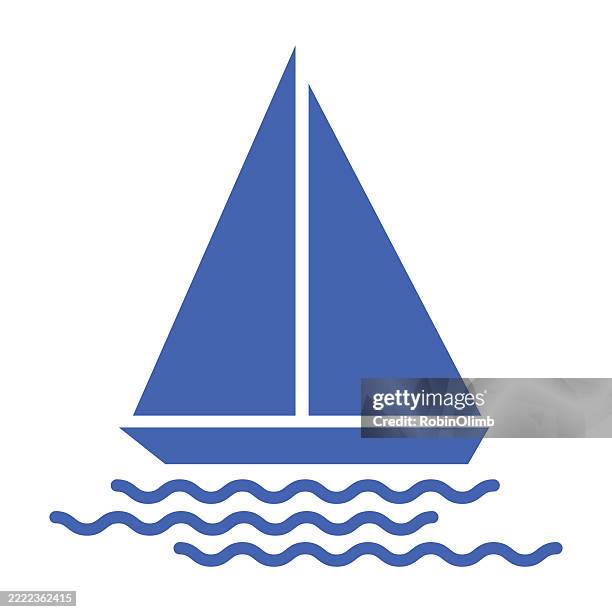 blue sailboat icon - sailing stock illustrations