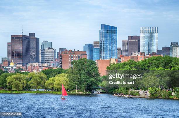 boston skyline and charles river - charles river stock pictures, royalty-free photos & images
