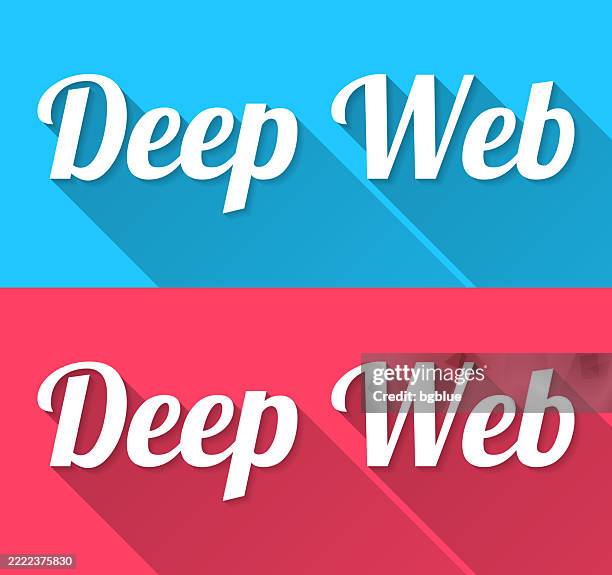 deep web - flat design with long shadow on blue and red background - dark web stock illustrations