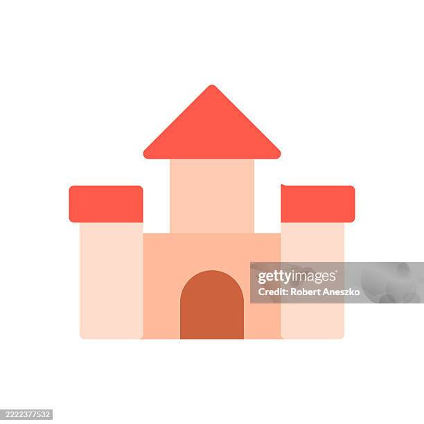 castle flat vector icon on white background. vector illustration, symbol. emoji. - old mansion stock illustrations