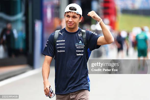 Alexander Albon of Thailand and Williams walks in the Paddock prior to practice ahead of the F1 Grand Prix of Austria at Red Bull Ring on June 27,...