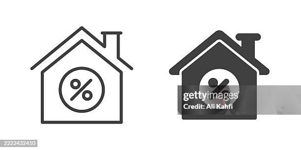 mortgage thin line and glyph solid icon. editable stroke and perfect pixel isolated on transparent background - solid map icons stock illustrations