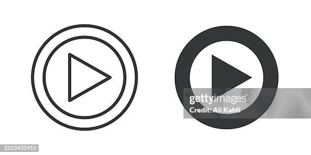 ilustrações de stock, clip art, desenhos animados e ícones de play button thin line and glyph solid icon. editable stroke and perfect pixel isolated on transparent background - apertar o botão