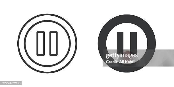 paused button thin line and glyph solid icon. editable stroke and perfect pixel isolated on transparent background - resting stock illustrations