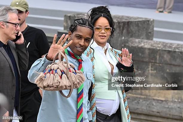 Rocky and Rihanna attend the Dior Homme Menswear Spring/Summer 2026 show as part of Paris Fashion Week on June 27, 2025 in Paris, France.