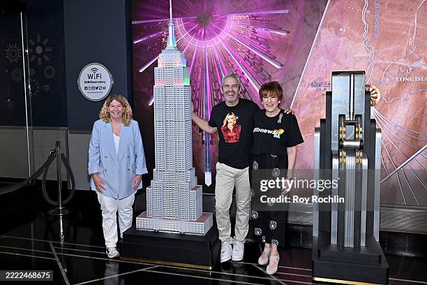 Stacy Lentz, CEO/Co-Founder, The Stonewall Inn Gives Back Initiative, Andy Cohen, and Lorna Luft light the Empire State Building in partnership with...
