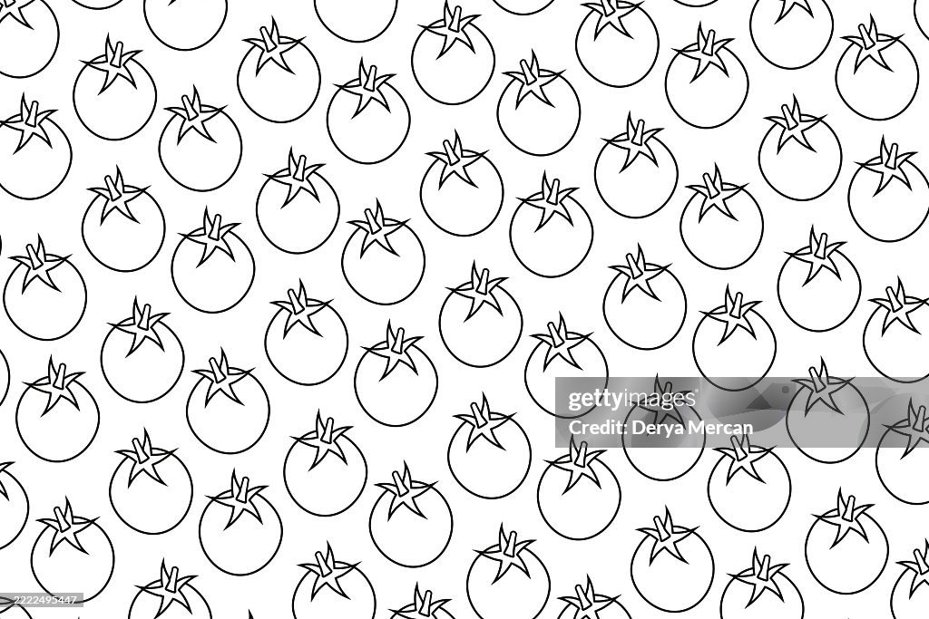 Hand Drawn Tomatoes Seamless Pattern stock illustration