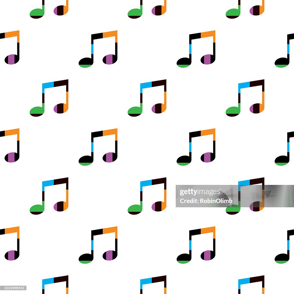 Colorful Pop Art Musical Notes Seamless Pattern High-Res Vector Graphic ...
