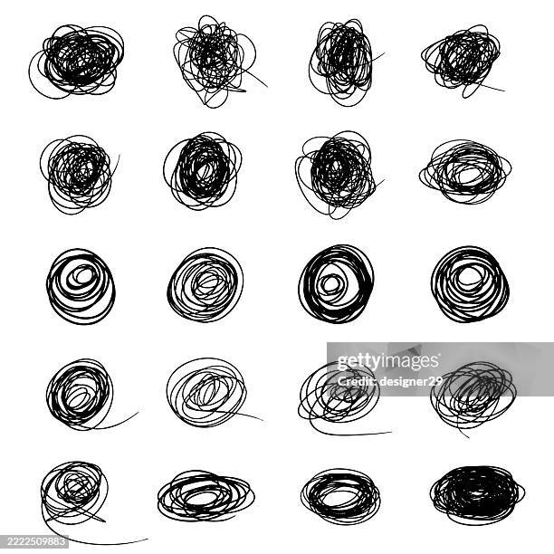 scribble circle vector collection - pencil texture background stock illustrations