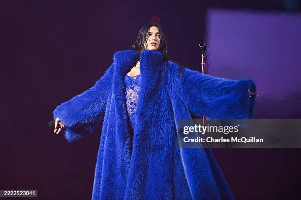 Dua Lipa performs onstage during her Radical Optimism tour at Aviva Stadium on June 27, 2025 in Dublin, Ireland.