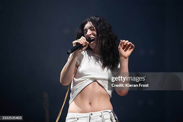 Lorde performs a surprise set during day three of Glastonbury festival 2025 at Worthy Farm, Pilton on June 27, 2025 in Glastonbury, England....