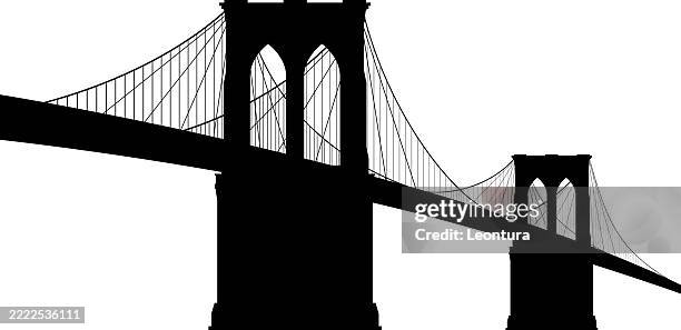 brooklyn bridge, new york silhouette - brooklyn bridge park stock illustrations