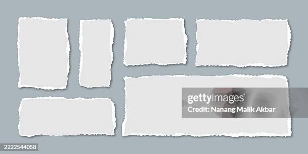white and gray paper torn set - mixed paper and cardboard recycling stock illustrations